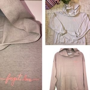 Lush “Forget Love” lightweight hoodie sweatshirt.